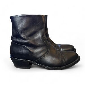 Double H Boot Co Men’s 10.5D Black Leather Dress Boots Side Zip USA Oil Resistan